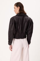 PLUM BOMBER LEATHER JACKET