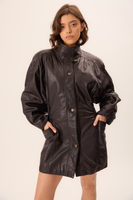 BLACK LONG LEATHER JACKET