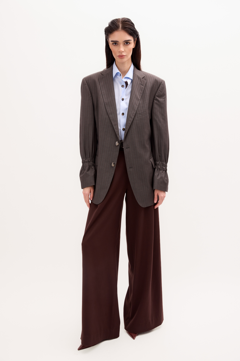 SZARA TALIOWANA MARYNARKA MODEL No2 W PRĄŻEK