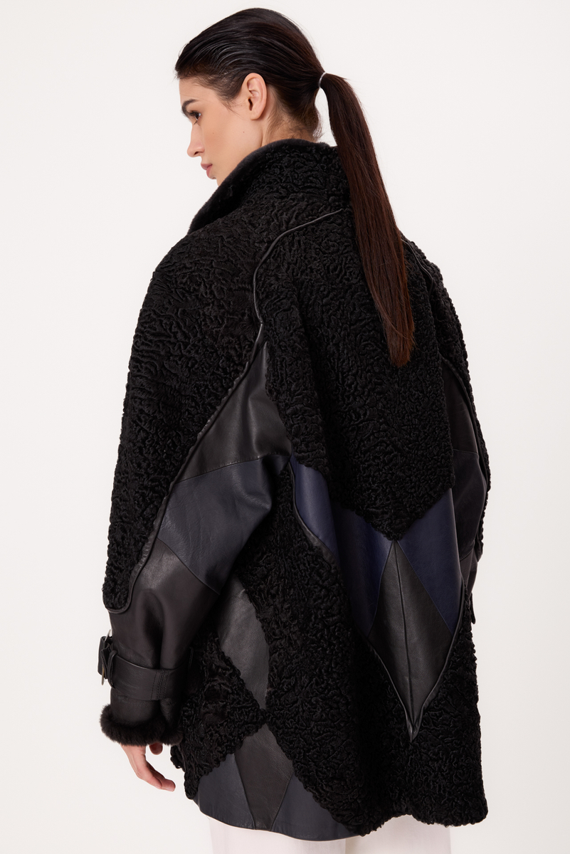 BLACK LONG NATURAL SHEEPSKIN