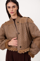 SHORT BEIGE NATURAL SHEEPSKIN WITH STRIPES