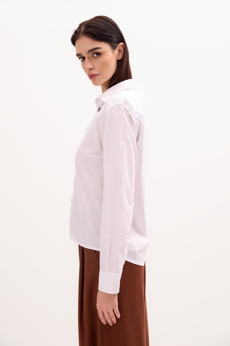 CLASSIC WHITE SHIRT WITH STRONG SHOULDER AND DETACHABLE PADS