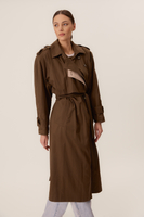 DŁUGI PŁASZCZ TRENCH W KOLORZE KHAKI