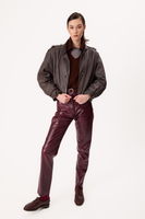 DARK GRAY LEATHER JACKET WITH DECORATIVE PATTERN AND EPADS