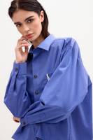 CORNFLOWER BLUE COTTON SHIRT WITH STRONG ARMS AND DETACHABLE CUSHIONS