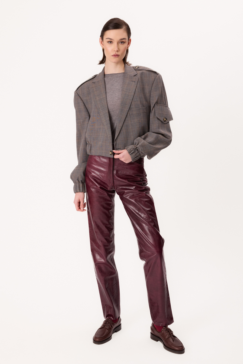 GREY BOMBER JACKET WITH A DELICATE CHECK