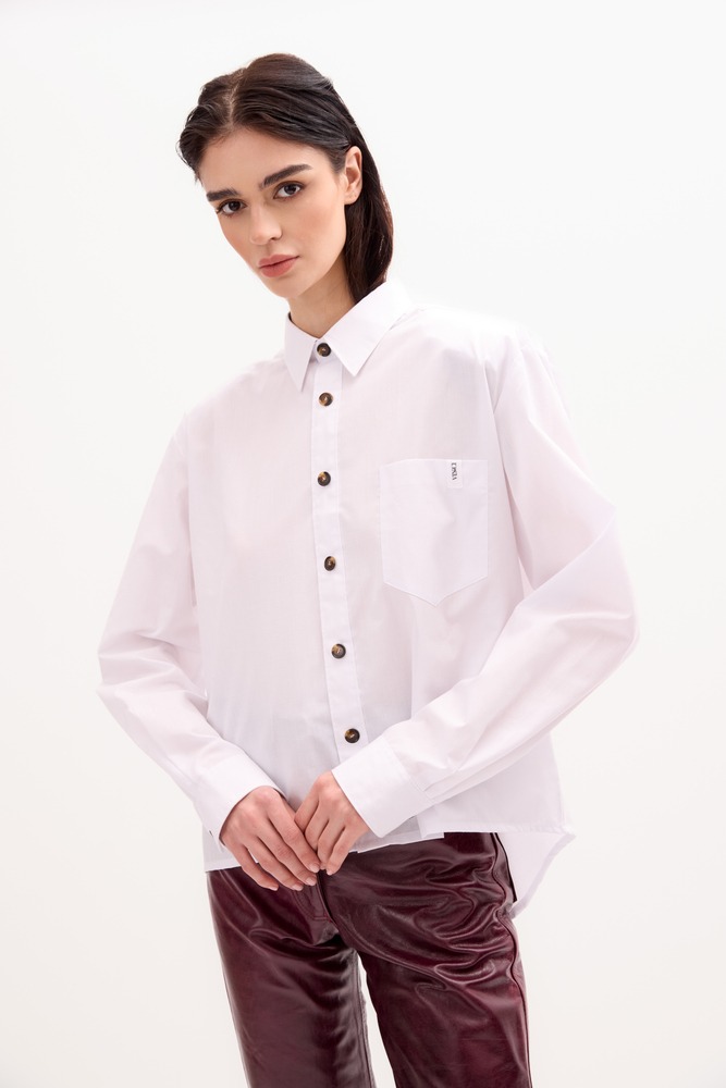 WHITE COTTON SHIRT WITH STRONG ARMS AND DETACHABLE CUSHIONS