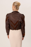 BROWN LEATHER JACKET WITH PADS