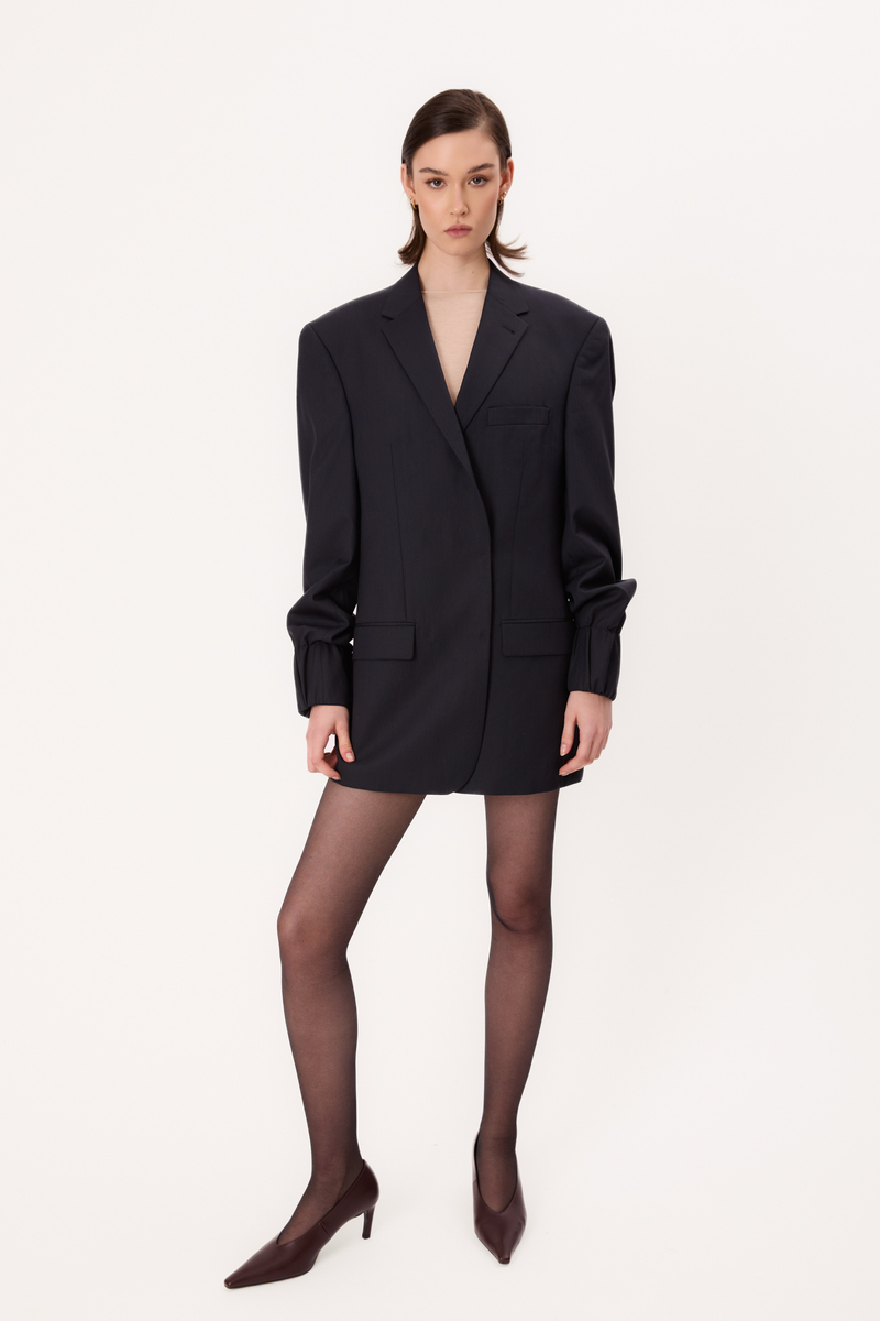 LONG BLACK SMOOTH JACKET MODEL No8