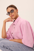 PINK CHECKED SHIRT WITH DETACHABLE PADS