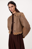 SHORT BEIGE NATURAL SHEEPSKIN WITH STRIPES