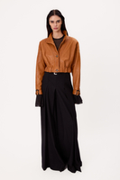 SHORT RED PETITE LEATHER JACKET IN BOMBER CUT