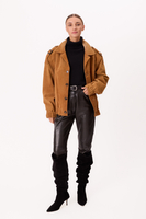 LONG LIGHT BROWN SUEDE BOMBER JACKET