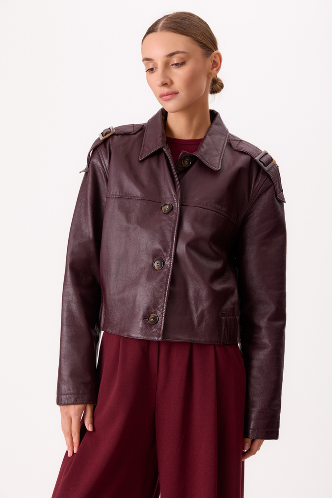 BURGUNDY LEATHER JACKET