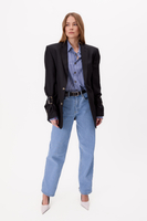 BLACK FITTED JACKET WITH LIGHT STRIPES WITH BUCKLES MODEL No6