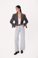 GRAY SMOOTH FITTED PETITE JACKET WITH BUCKLES MODEL No5