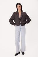 SHORT GRAY STRIPED REGULAR BOMBER JACKET