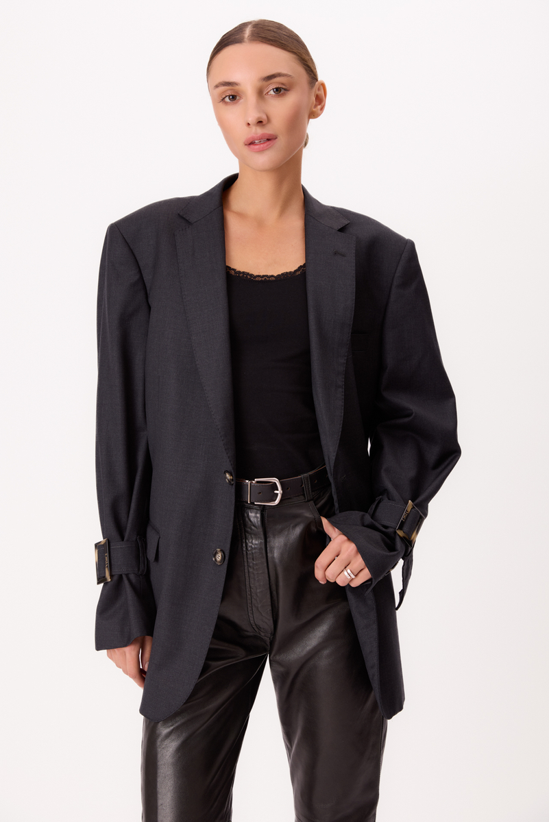 GRAPHITE FITTED JACKET WITH BUCKLES