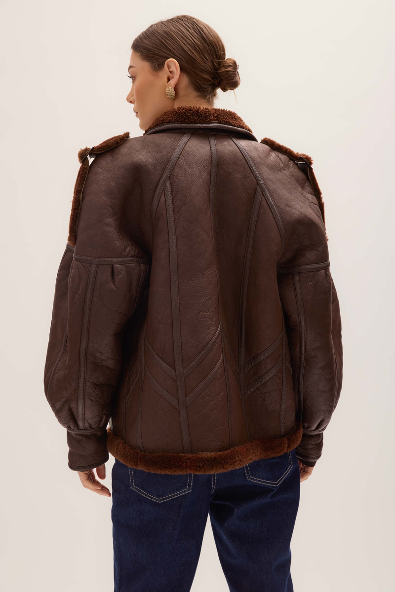 LONG BROWN NATURAL SHEEPSKIN