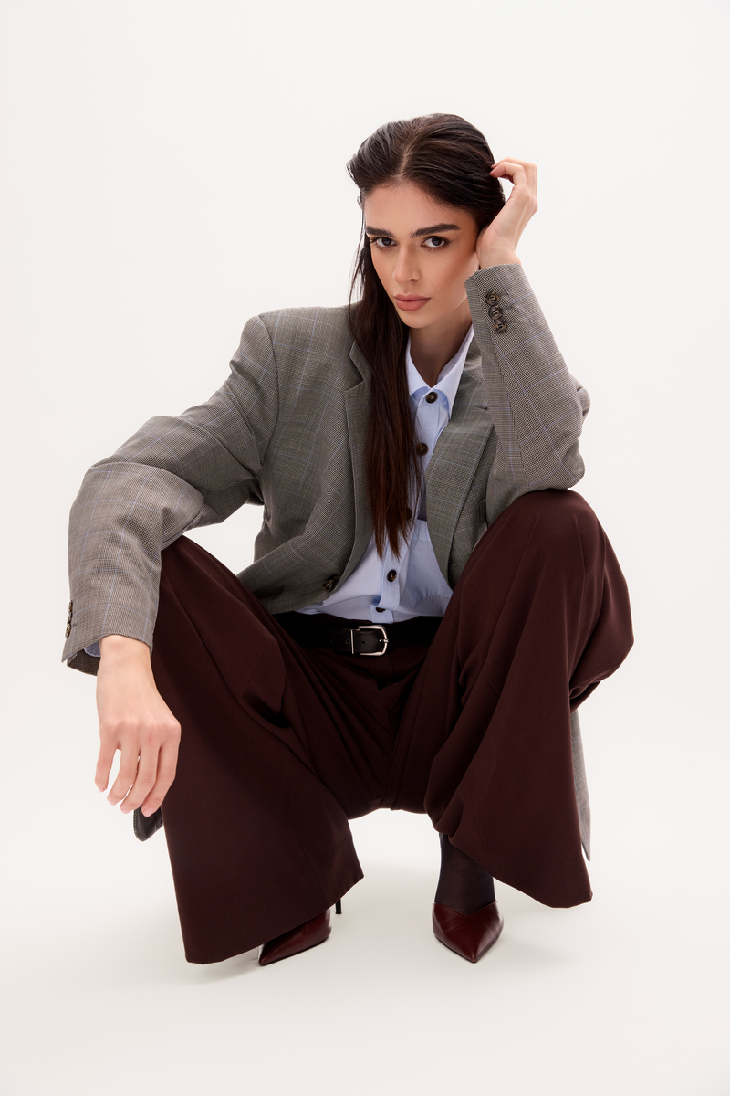 GRAY JACKET MODEL No4 WITH BLUE CHECKERED