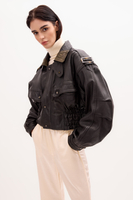 BLACK OVERSIZE LEATHER JACKET