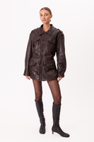 LONG FITTED DRESS-CUT LEATHER JACKET