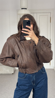 BROWN BOMBER LEATHER JACKET