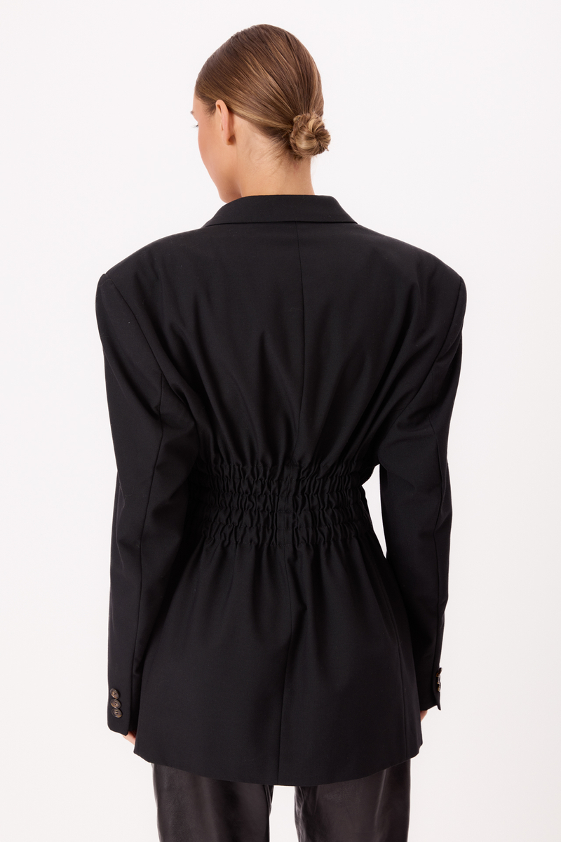 DŁUGA DWURZĘDOWA CZARNA SMOKINGOWA MARYNARKA MODEL No4