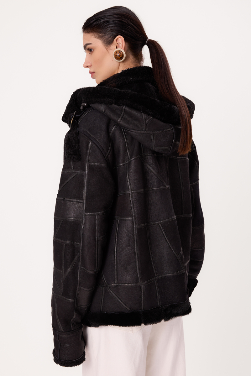 LONG BLACK NATURAL REGULAR SHEEPSKIN