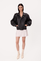 BLACK OVERSIZE TALL LEATHER JACKET