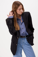 CZARNA TALIOWANA MARYNARKA W LEKKI PRĄŻEK Z KLAMRAMI MODEL No6