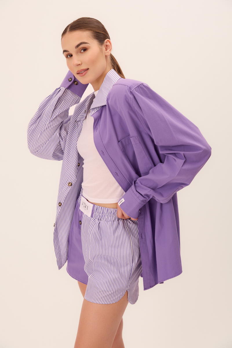 PURPLE STRIPED COTTON SET