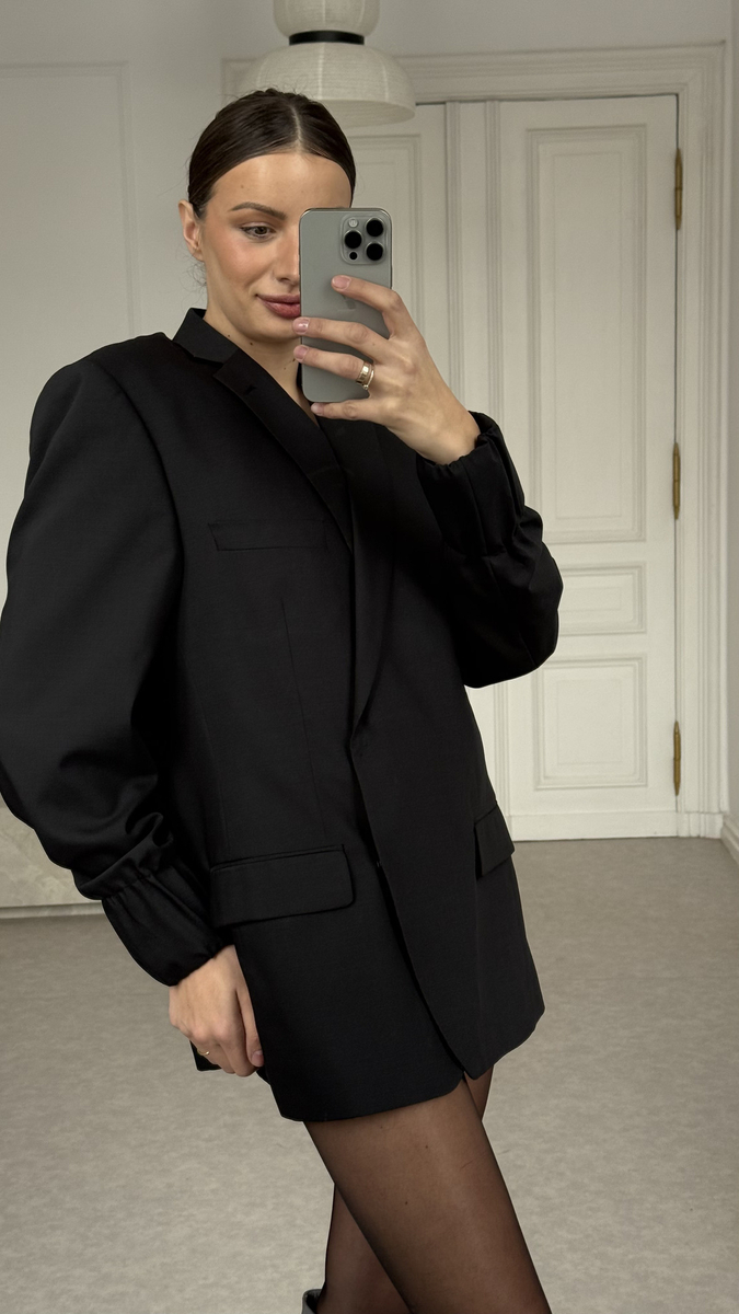 LONG MINIMALIST GRAPHITE JACKET MODEL No8