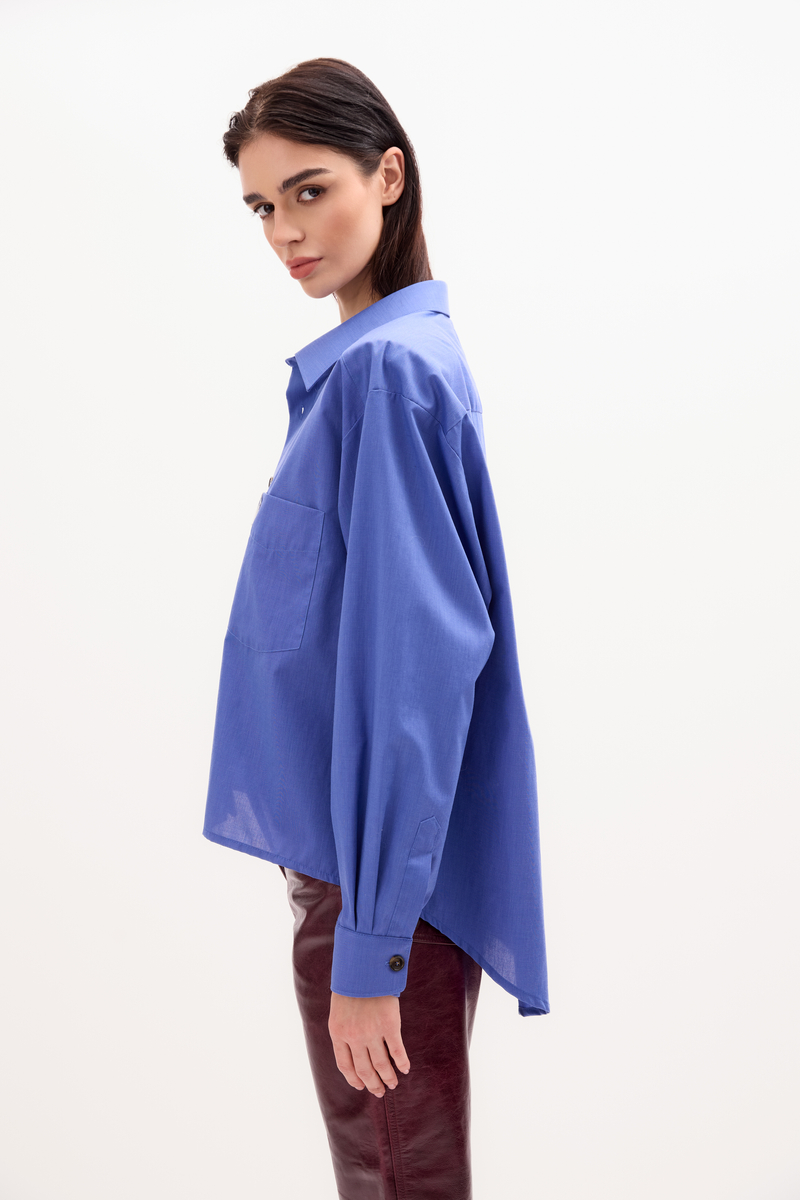 CORNFLOWER BLUE COTTON SHIRT WITH STRONG ARMS AND DETACHABLE CUSHIONS