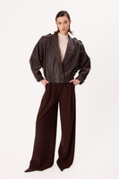 BOMBER CUT BROWN LEATHER JACKET