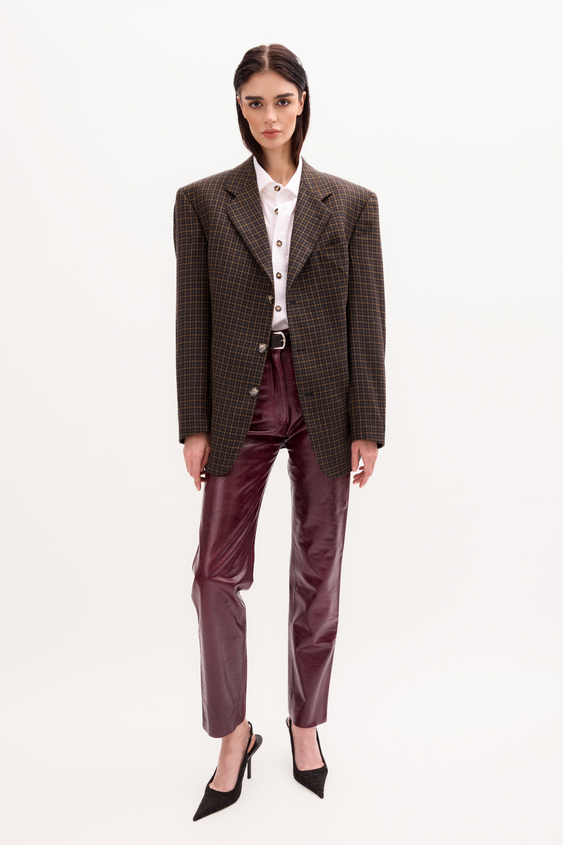 GRANATOWA MARYNARKA  Z RZĘDAMI GUM W TALII MODEL No4 W PEPITKĘ