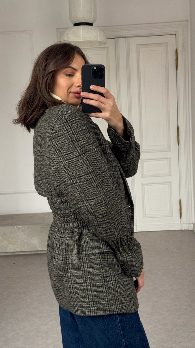 GRAY FITTED BLAZER WITH BLACK CHECKER MODEL No2