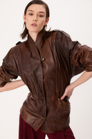 LONG BROWN DIPPED LEATHER JACKET