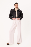 BLACK FITTED SHORT LEATHER JACKET