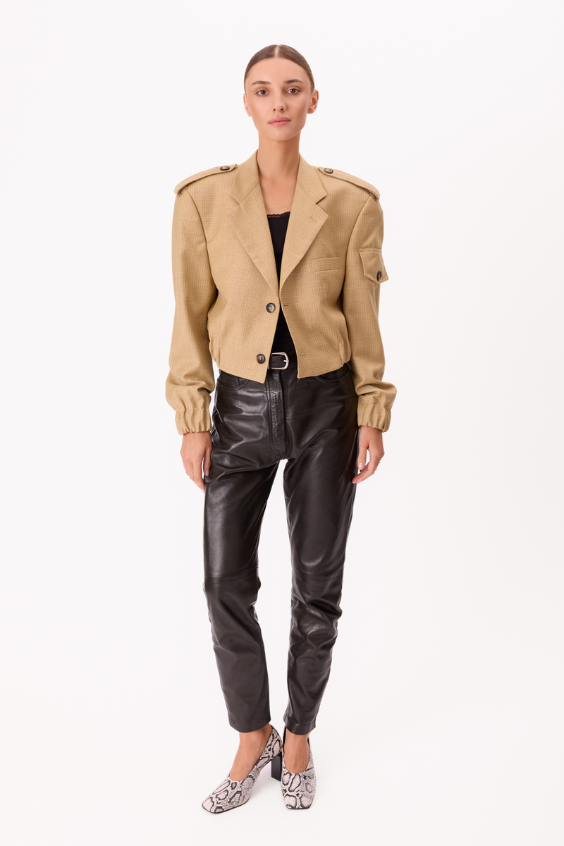 BUTTER YELLOW BOMBER JACKET WITH EPAGULES