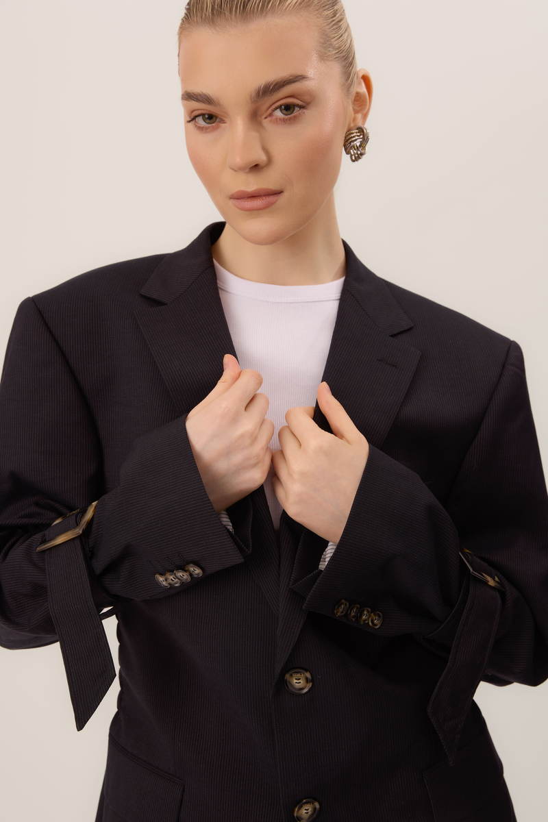 LONG WAISTED NAVY WOOL JACKET MODEL No6