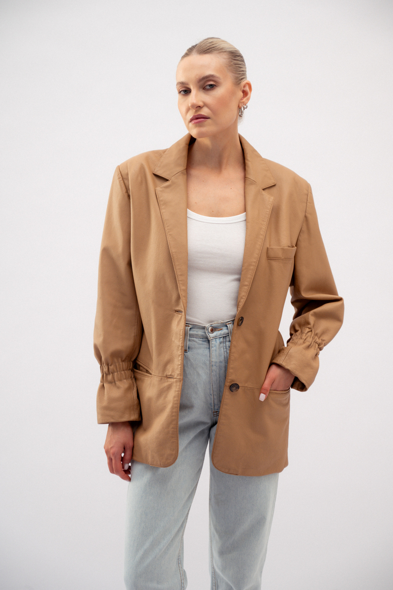 LONG CARAMEL LEATHER JACKET MODEL No2