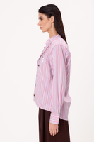 PINK AND PURPLE STRIPED OVERSIZED REGULAR SHIRT WITH WIDE DETACHABLE PADS