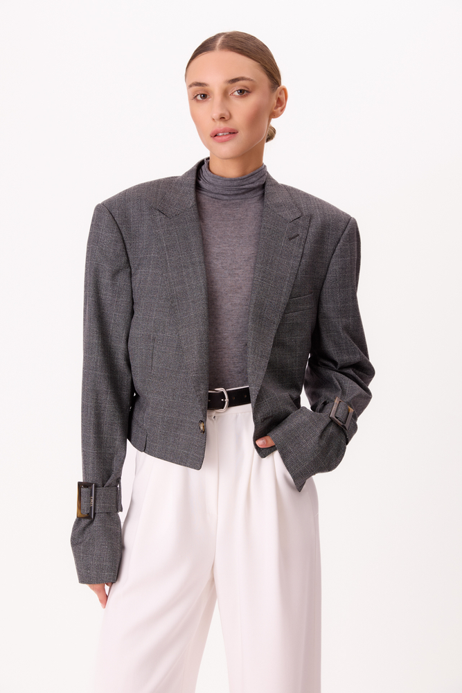 SZARA MARYNARKA MODEL No5 W KRATKĘ