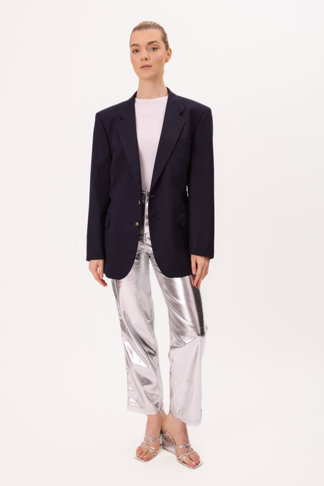 DŁUGA GRANATOWA GŁADKA MARYNARKA MODEL No4